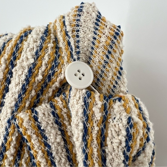 IRO Vana Stripe Knit Off Shoulder Shawl Collar Asymmetric Zip Up Jacket 36 Small - Picture 7 of 14